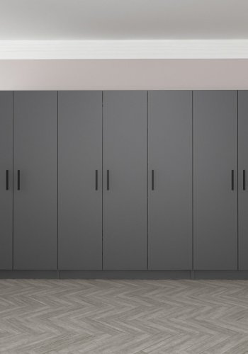 FUNZI LIVING 4978 garderobeskab, 7 lger, 5 bjlestnger, 2 skuffer, hylder - antracitgr melamin