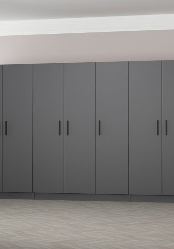 FUNZI LIVING 4978 garderobeskab, 7 lger, 5 bjlestnger, 2 skuffer, hylder - antracitgr melamin