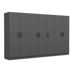 FUNZI LIVING 5082 garderobeskab, 7 lger, 5 bjlestnger, 2 skuffer, hylder - antracitgr melamin