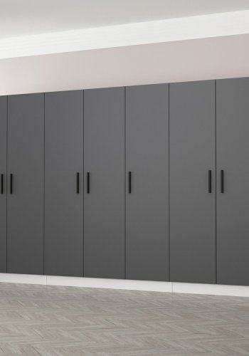 FUNZI LIVING 4951 garderobeskab, 7 lger, 5 bjlestnger, 2 skuffer, hylder - antracit/hvid melamin