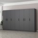 FUNZI LIVING 5083 garderobeskab, 7 lger, 2 bjlestnger, 4 skuffer, hylder - antracitgr melamin
