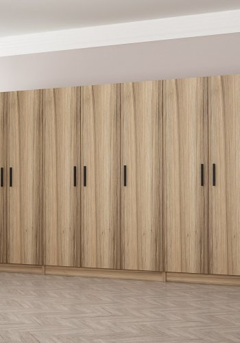 FUNZI LIVING 7502 garderobeskab, m. 7 lger, 5 bjlestnger, 2 skuffer, hylder - natur melamin