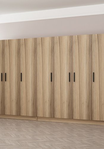 FUNZI LIVING 7503 garderobeskab, m. 7 lger, 2 bjlestnger, 4 skuffer, hylder - natur melamin