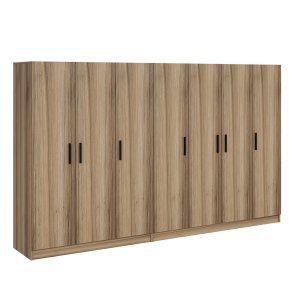 FUNZI LIVING 7633 garderobeskab, m. 7 lger, 2 bjlestnger, 4 skuffer, hylder - natur melamin