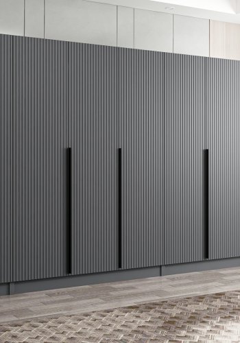 FUNZI LIVING Plus 7778 garderobeskab, 7 lger, 5 bjlestnger, 2 skuffer, hylder - antracit melamin