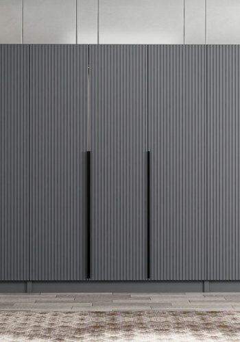 FUNZI LIVING Plus 7778 garderobeskab, 7 lger, 5 bjlestnger, 2 skuffer, hylder - antracit melamin