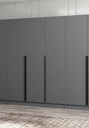 FUNZI LIVING Plus 7778 garderobeskab, 7 lger, 5 bjlestnger, 2 skuffer, hylder - antracit melamin