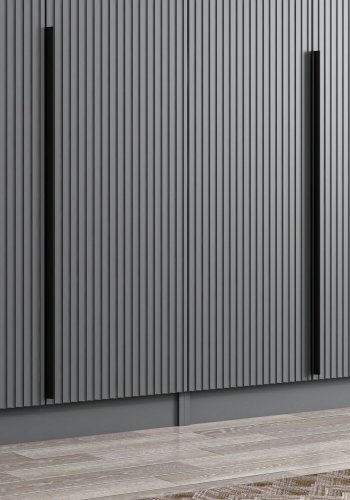 FUNZI LIVING Plus 7778 garderobeskab, 7 lger, 5 bjlestnger, 2 skuffer, hylder - antracit melamin