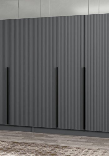 FUNZI LIVING Plus 7779 garderobeskab, 7 lger, 2 bjlestnger, 4 skuffer, hylder - antracit melamin