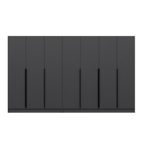 FUNZI LIVING Plus 7779 garderobeskab, 7 lger, 2 bjlestnger, 4 skuffer, hylder - antracit melamin