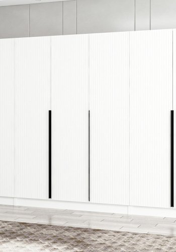 FUNZI LIVING Plus 7788 garderobeskab, m. 7 lger, 5 bjlestnger, 2 skuffer, hylder - hvid melamin