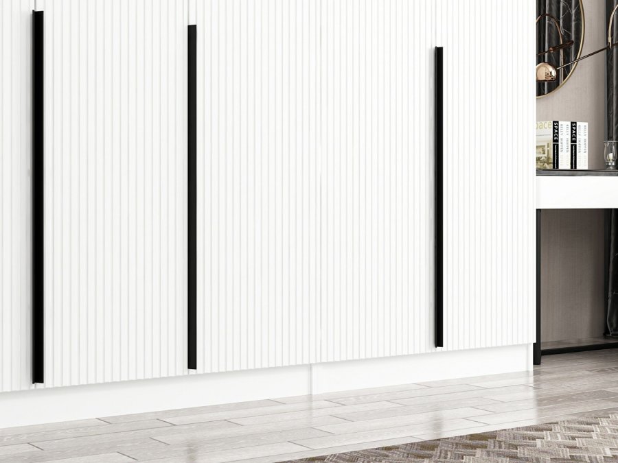 FUNZI LIVING Plus 7788 garderobeskab, m. 7 lger, 5 bjlestnger, 2 skuffer, hylder - hvid melamin