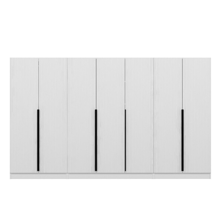 FUNZI LIVING Plus 7788 garderobeskab, m. 7 lger, 5 bjlestnger, 2 skuffer, hylder - hvid melamin