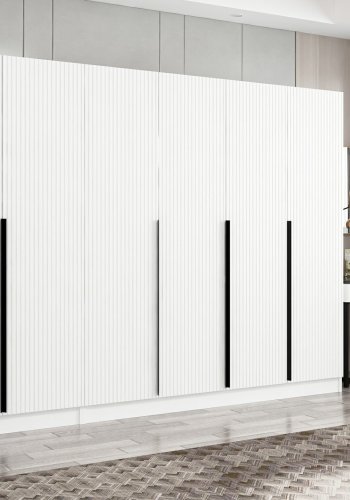 FUNZI LIVING Plus 7789 garderobeskab, m. 7 lger, 2 bjlestnger, 4 skuffer, hylder - hvid melamin