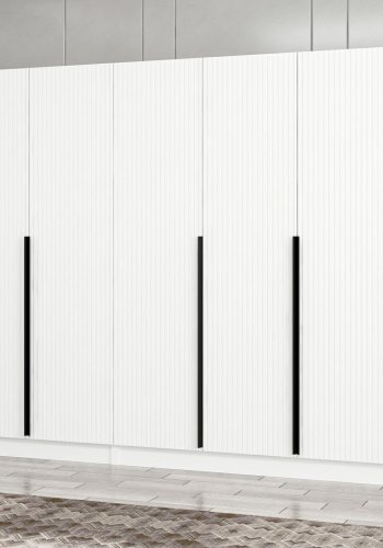 FUNZI LIVING Plus 7789 garderobeskab, m. 7 lger, 2 bjlestnger, 4 skuffer, hylder - hvid melamin