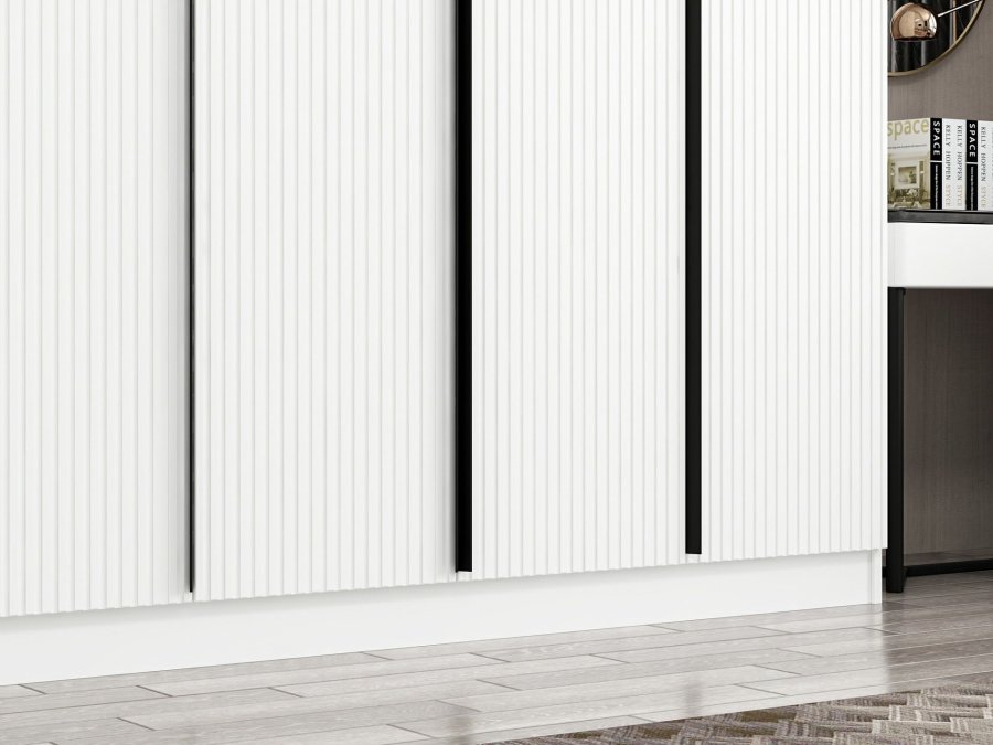 FUNZI LIVING Plus 7789 garderobeskab, m. 7 lger, 2 bjlestnger, 4 skuffer, hylder - hvid melamin