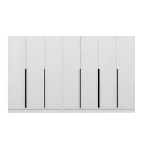 FUNZI LIVING Plus 7789 garderobeskab, m. 7 lger, 2 bjlestnger, 4 skuffer, hylder - hvid melamin