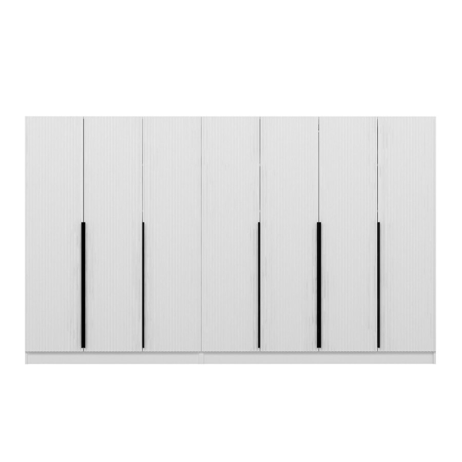 FUNZI LIVING Plus 7789 garderobeskab, m. 7 lger, 2 bjlestnger, 4 skuffer, hylder - hvid melamin