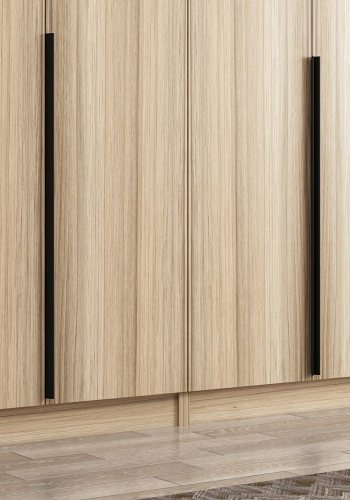 FUNZI LIVING Plus 7798 garderobeskab, m. 7 lger, 5 bjlestnger, 2 skuffer, hylder - natur melamin