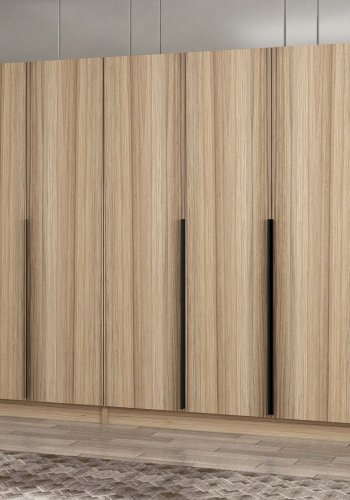 FUNZI LIVING Plus 7799 garderobeskab, m. 7 lger, 2 bjlestnger, 4 skuffer, hylder - natur melamin