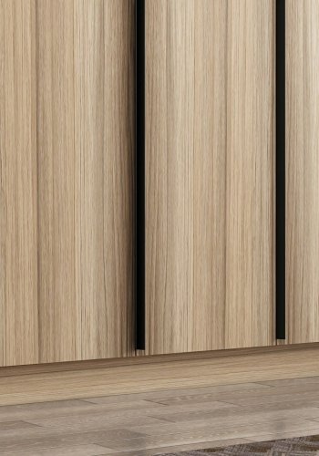 FUNZI LIVING Plus 7799 garderobeskab, m. 7 lger, 2 bjlestnger, 4 skuffer, hylder - natur melamin