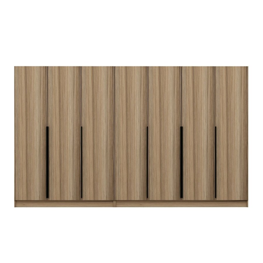 FUNZI LIVING Plus 7799 garderobeskab, m. 7 lger, 2 bjlestnger, 4 skuffer, hylder - natur melamin