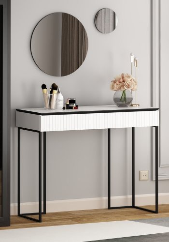 FUNZI LIVING Plus makeup bord, m. 2 skuffer og 2 spejle - hvid melamin