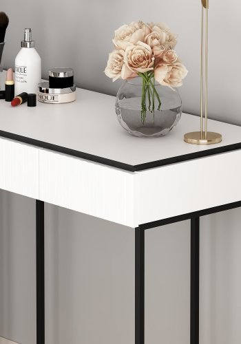 FUNZI LIVING Plus makeup bord, m. 2 skuffer og 2 spejle - hvid melamin