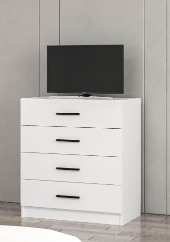 FUNZI LIVING kommode, m. 4 skuffer - hvid melamin