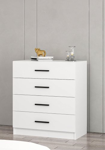 FUNZI LIVING kommode, m. 4 skuffer - hvid melamin