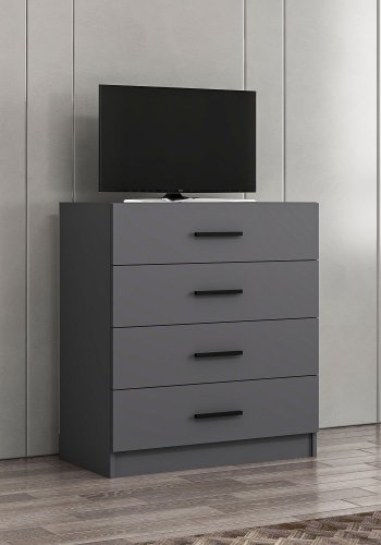 FUNZI LIVING kommode, m. 4 skuffer - antracitgr melamin
