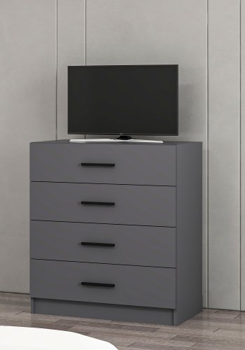 FUNZI LIVING kommode, m. 4 skuffer - antracitgr melamin