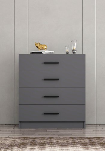 FUNZI LIVING kommode, m. 4 skuffer - antracitgr melamin