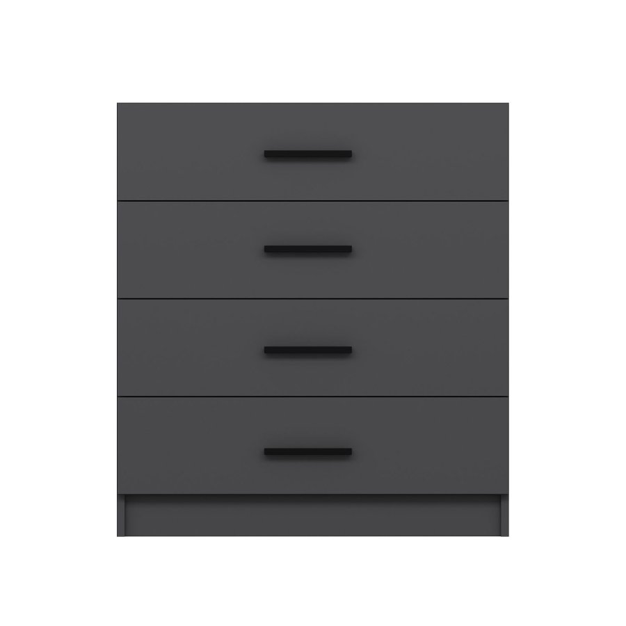 FUNZI LIVING kommode, m. 4 skuffer - antracitgr melamin