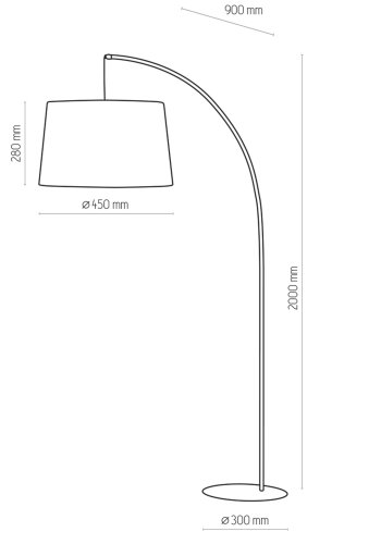  TK Hang gulvlampe - sort stof og metal
