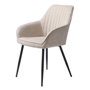 Nolan spisebordsstol, stribe, m. armln - sand polyester og sort metal