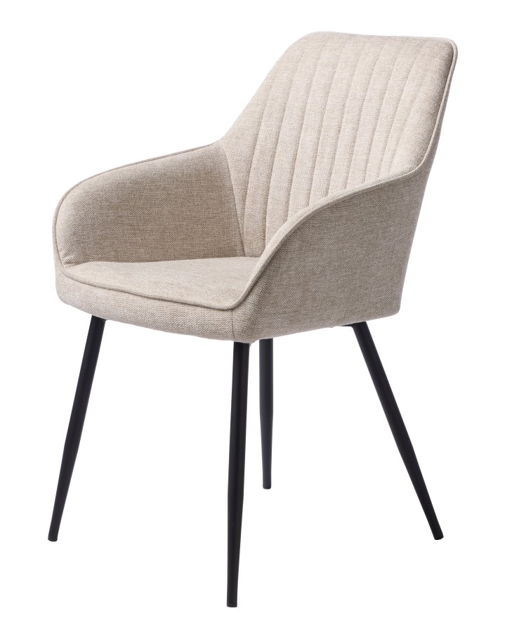 Nolan spisebordsstol, stribe, m. armln - sand polyester og sort metal