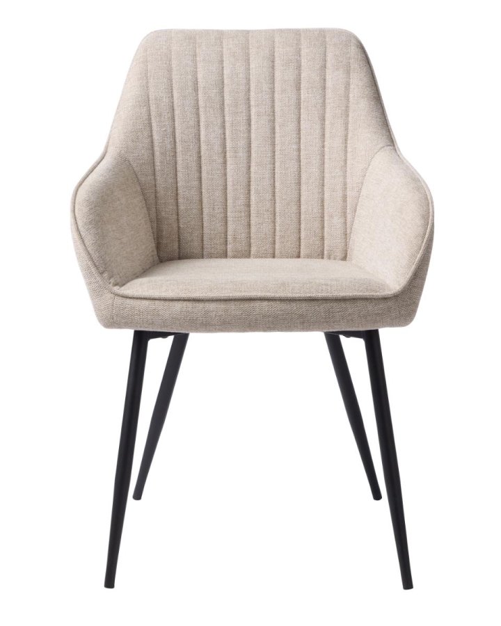 Nolan spisebordsstol, stribe, m. armln - sand polyester og sort metal