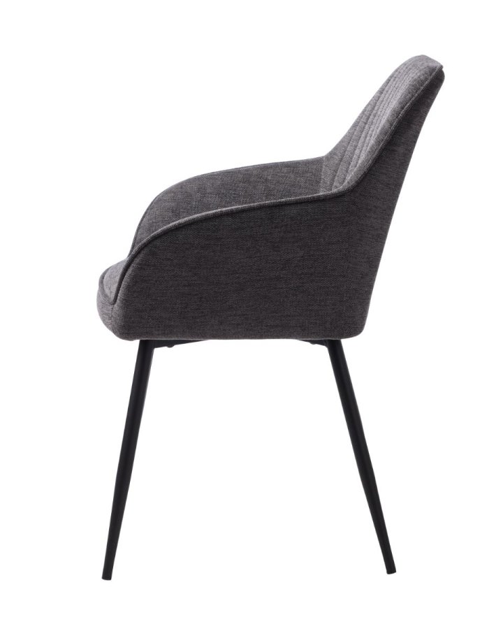 Nolan spisebordsstol, stribe, m. armln - mrkegr polyester og sort metal