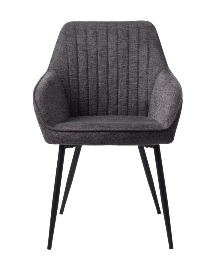 Nolan spisebordsstol, stribe, m. armln - mrkegr polyester og sort metal