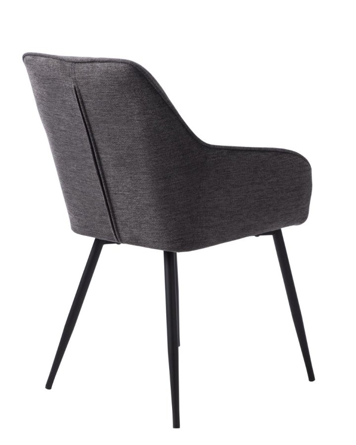 Nolan spisebordsstol, stribe, m. armln - mrkegr polyester og sort metal