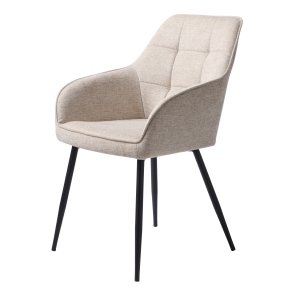 Nolan spisebordsstol, firkantet, m. armln - sand polyester og sort metal