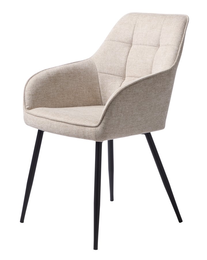 Nolan spisebordsstol, firkantet, m. armln - sand polyester og sort metal