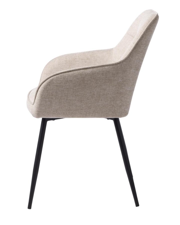 Nolan spisebordsstol, firkantet, m. armln - sand polyester og sort metal