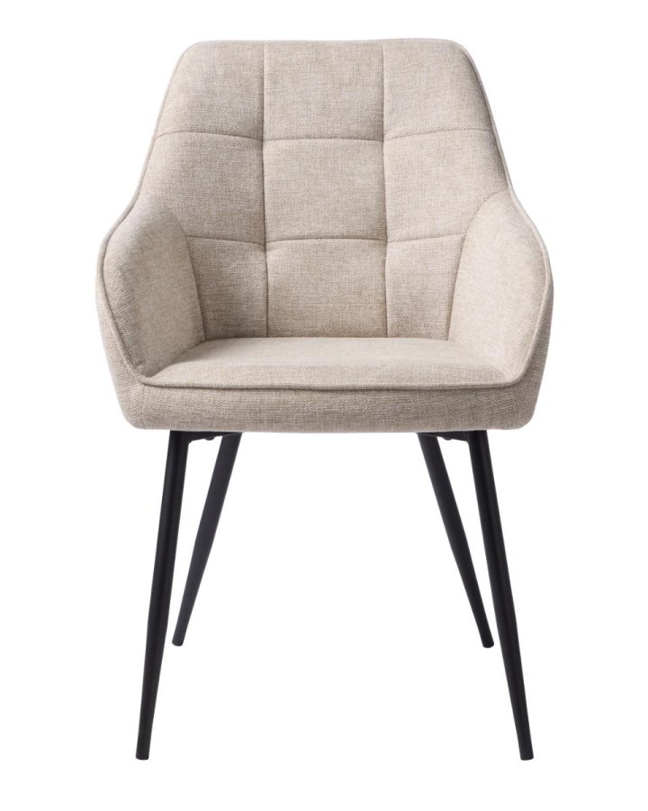 Nolan spisebordsstol, firkantet, m. armln - sand polyester og sort metal