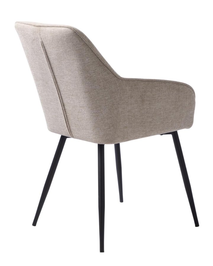 Nolan spisebordsstol, firkantet, m. armln - sand polyester og sort metal