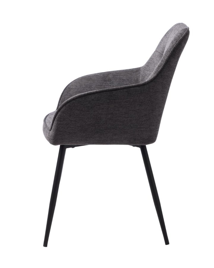 Nolan spisebordsstol, firkantet, m. armln - mrkegr polyester og sort metal