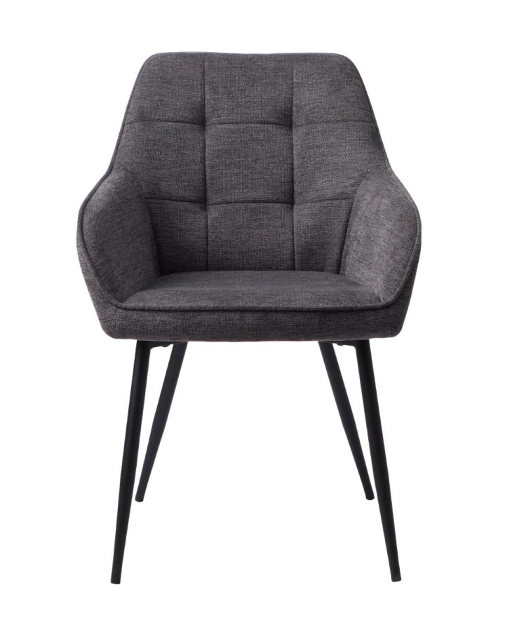 Nolan spisebordsstol, firkantet, m. armln - mrkegr polyester og sort metal