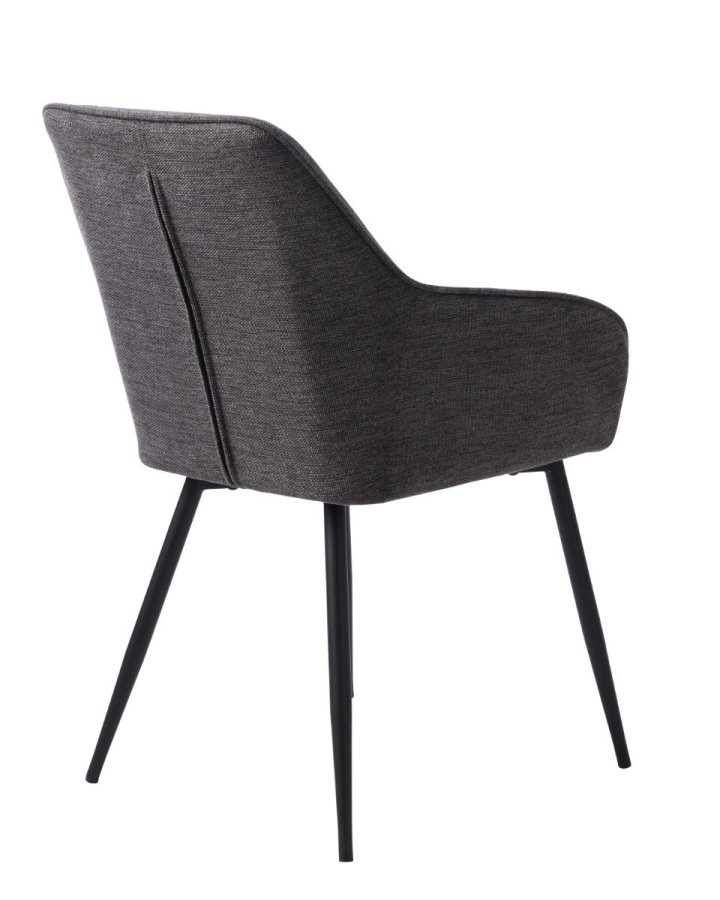 Nolan spisebordsstol, firkantet, m. armln - mrkegr polyester og sort metal