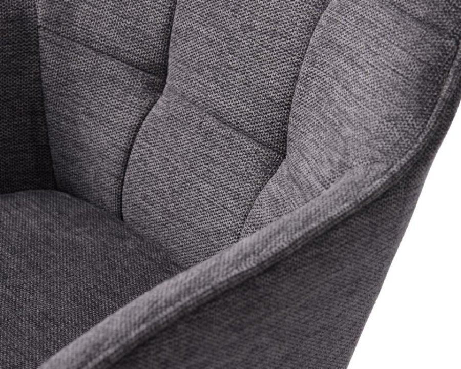 Nolan spisebordsstol, firkantet, m. armln - mrkegr polyester og sort metal